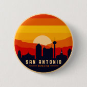 Badge Rond 5 Cm San Antonio Texas Skyline Cityscape (Devant)