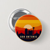 Badge Rond 5 Cm San Antonio Texas Skyline Cityscape (Devant & derrière)