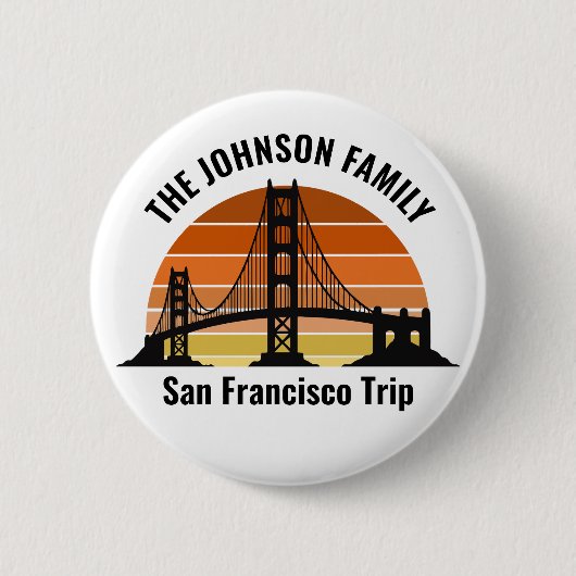 Badge Rond 5 Cm San Francisco Bridge Sunset Vacances personnalisée (Devant)