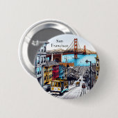 Badge Rond 5 Cm San Francisco, Californie (Devant & derrière)