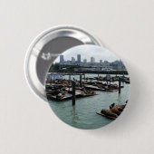 Badge Rond 5 Cm San Francisco et Pier 39 Sea Lions City Skyline (Devant & derrière)