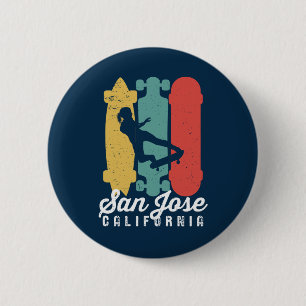 Badge Rond 5 Cm San Jose California Skater Girl Skateboard