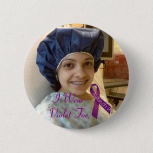 Badge Rond 5 Cm Sandra, je porte la violette pour