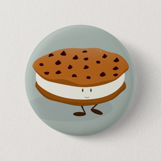 Badge Rond 5 Cm Sandwich de sourire à crème glacée de biscuit et (Devant)