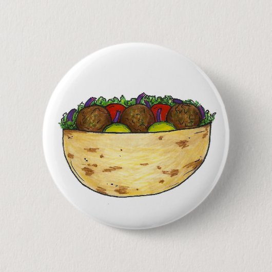 Badge Rond 5 Cm Sandwich Falafel Pita farci Alimentation méditerra (Devant)