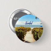 Badge Rond 5 Cm Sanibel Island Floride Plage Océan (Devant & derrière)