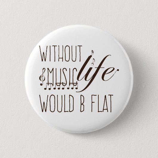 Badge Rond 5 Cm sans musique, la vie serait un T-shirt plat (Devant)