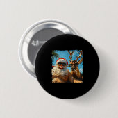 Badge Rond 5 Cm Santa And Reindeer Selfie Funny Christmas Vacation (Devant & derrière)