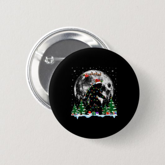 Badge Rond 5 Cm Santa Bigfoot Christmas Lights Funny Sasquatch Bel (Devant & derrière)