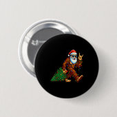 Badge Rond 5 Cm Santa Bigfoot Christmas Tree Xmas Funny Christmas (Devant & derrière)