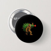 Badge Rond 5 Cm Santa Bigfoot Christmas Tree Xmas Lights Funny Sas (Devant & derrière)