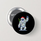 Badge Rond 5 Cm Santa Bigfoot Christmas Tree Xmas Lights Funny Sas (Devant & derrière)