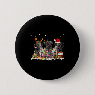 Badge Rond 5 Cm Santa Cesky Terrier Chien Renne de Noël Magnifique