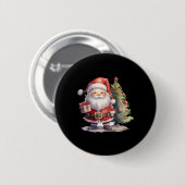Badge Rond 5 Cm Santa Claus And Christmas Tree  (Devant & derrière)