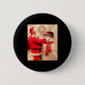 Badge Rond 5 Cm Santa Claus And Snowman In Snowfall  (Devant)
