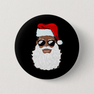 Badge Rond 5 Cm Santa Claus Black Xmas Santa Afro African American