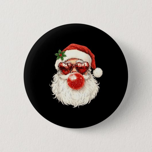 Badge Rond 5 Cm Santa Claus Christmas Blowing Bubble Gum And Sungl (Devant)