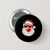 Badge Rond 5 Cm Santa Claus Christmas Blowing Bubble Gum And Sungl (Devant & derrière)