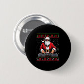 Badge Rond 5 Cm Santa Claus Dj Mixer Music Ugly Christmas Sweater (Devant & derrière)
