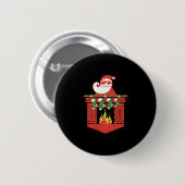 Badge Rond 5 Cm Santa Claus Fireplace Cket Funny Christmas  (Devant & derrière)