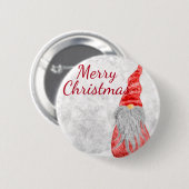 Badge Rond 5 Cm Santa Claus Gnome sur terrain neigeux (Devant & derrière)