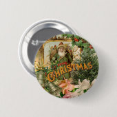 Badge Rond 5 Cm Santa Claus Noël Antiquité Belle Art (Devant & derrière)