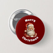 Badge Rond 5 Cm Santa Claus Retro Merry Christmas (Devant & derrière)