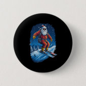Badge Rond 5 Cm Santa Claus Shredding The Slopes Santa Skiing Chri (Devant)