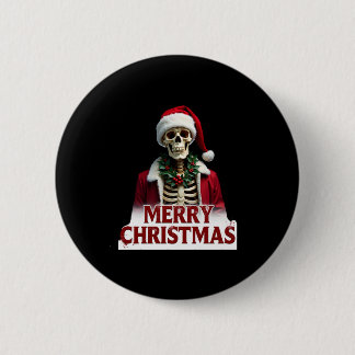 Badge Rond 5 Cm Santa Claus Skeleton Outfit Skull Funny Christmas 