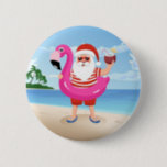 Badge Rond 5 Cm Santa Claus with flamingo<br><div class="desc">santa claus</div>