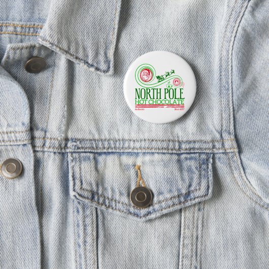 Badge Rond 5 Cm Santa Clause Pôle Nord Chocolat chaud (En situation)