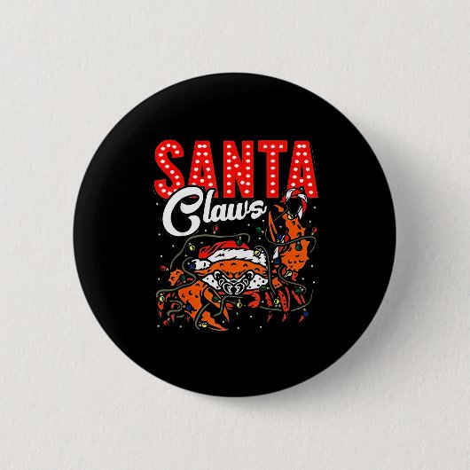 Badge Rond 5 Cm Santa Claws Christmas Funny Crab Lights Holiday Ca (Devant)