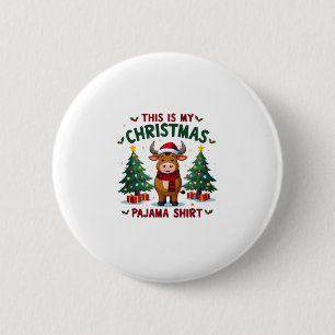Badge Rond 5 Cm Santa Cow Xmas Lumières de l'arbre de Noël C'est m