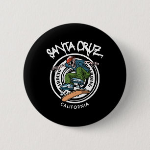 Badge Rond 5 Cm Santa Cruz Skateur Laid Back Californie Squelette 