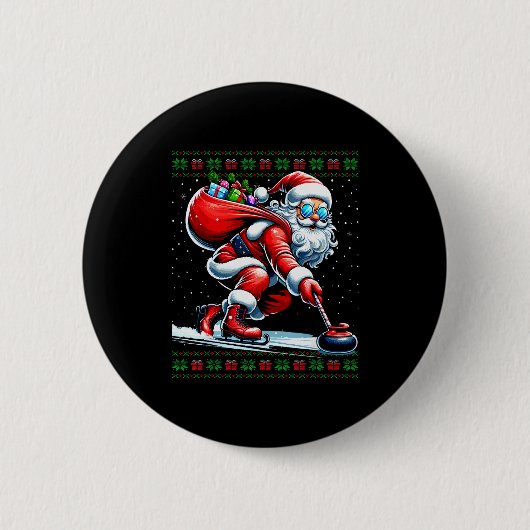 Badge Rond 5 Cm Santa Curling Ugly Christmas Sweater (Devant)