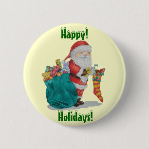 Badge Rond 5 Cm santa delivering gifts in sack for christmas