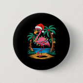 Badge Rond 5 Cm Santa Flamingo Christmas Lights Trocal Palms Tree (Devant)