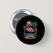 Badge Rond 5 Cm Santa Flamingo Christmas Lights Trocal Palms Tree (Devant & derrière)