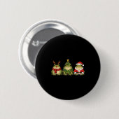 Badge Rond 5 Cm Santa Green Frog Christmas Tree Frog Lover Animal  (Devant & derrière)