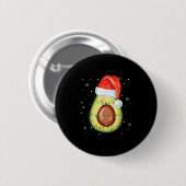 Badge Rond 5 Cm Santa Hat Avocado Joyeux Noël Vegan Pajama (Devant & derrière)