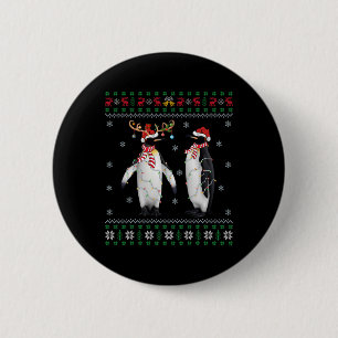 Badge Rond 5 Cm Santa Hat Penguin Bird Xmas Éclairage Pingouin moc