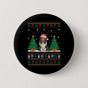 Badge Rond 5 Cm Santa Hat Porté Collie Chien Xmas Les lumières des