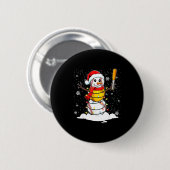 Badge Rond 5 Cm Santa Hat Snowman Xmas Funny Baseball Softball Chr (Devant & derrière)