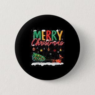 Badge Rond 5 Cm Santa Joyeux Noël Dachshund Traîneau Amoureux des