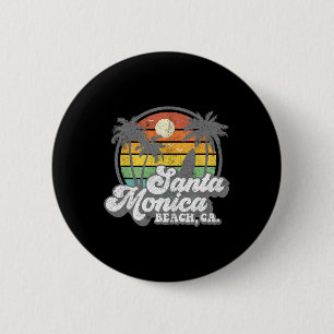 Badge Rond 5 Cm Santa Monica Beach Californie Surf Vintage Surfant