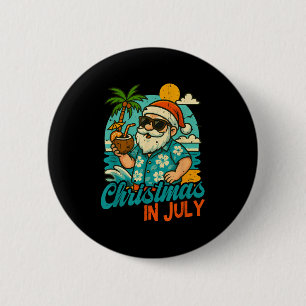 Badge Rond 5 Cm Santa Noël en juillet Palmier Xmas Été Plage