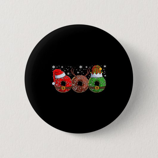 Badge Rond 5 Cm Santa Reindeer Elf Donut Doughnut Christmas Womens (Devant)