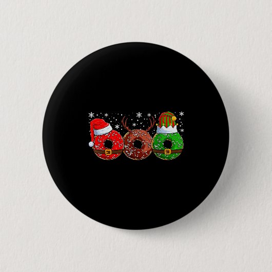 Badge Rond 5 Cm Santa Reindeer Elf Donut Doughnut Christmas Womens (Devant)