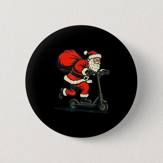 Badge Rond 5 Cm Santa Riding Electric Scooter  (Devant)