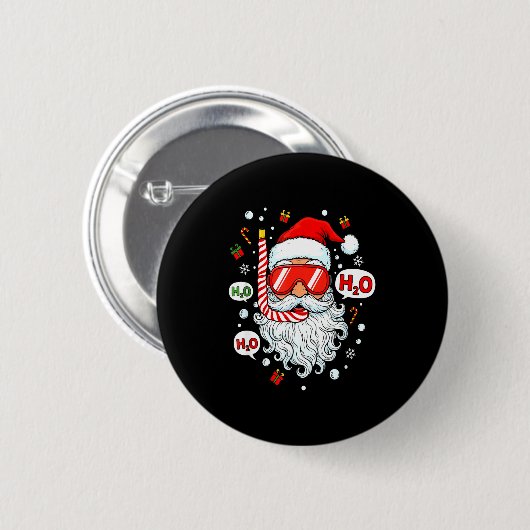Badge Rond 5 Cm Santa Scuba Diving Equipment Funny Scuba Diver Chr (Devant & derrière)
